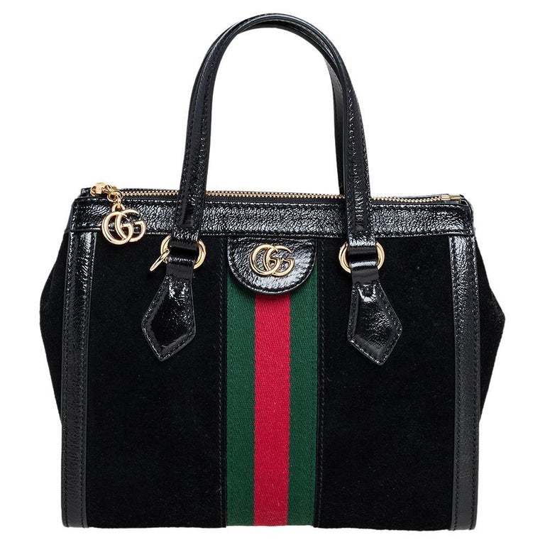 Gucci Black Suede and Patent Leather Small Ophidia Tote at 1stDibs | gucci  black ophidia bag, ophidia small tote bag in black suede, gucci black suede  bag