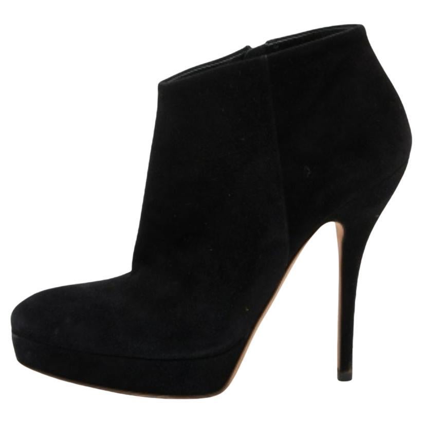 Gucci Botas de ante negro con plataforma hasta el tobillo Talla 37