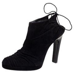 Gucci Black Suede Ankle Wrap Booties Size 38.5