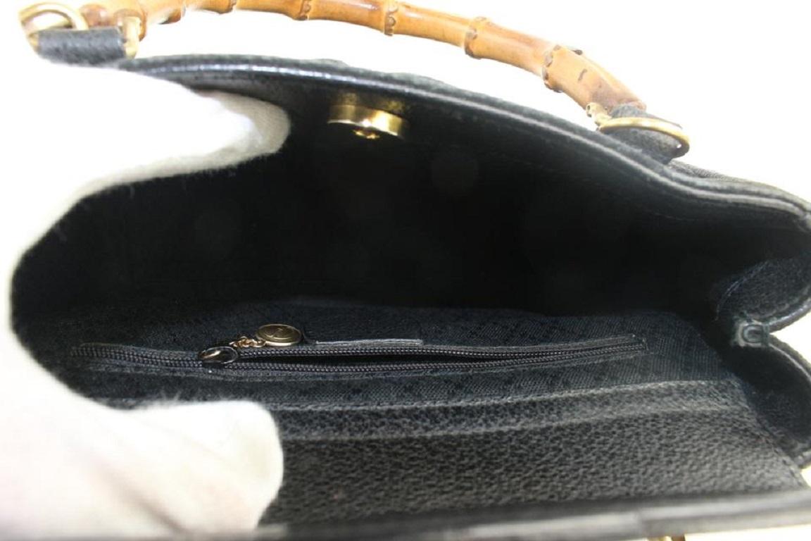 Gucci 2way Tote Bag aus schwarzem Wildleder und Bambus 22gks422 im Zustand „Gut“ im Angebot in Dix hills, NY