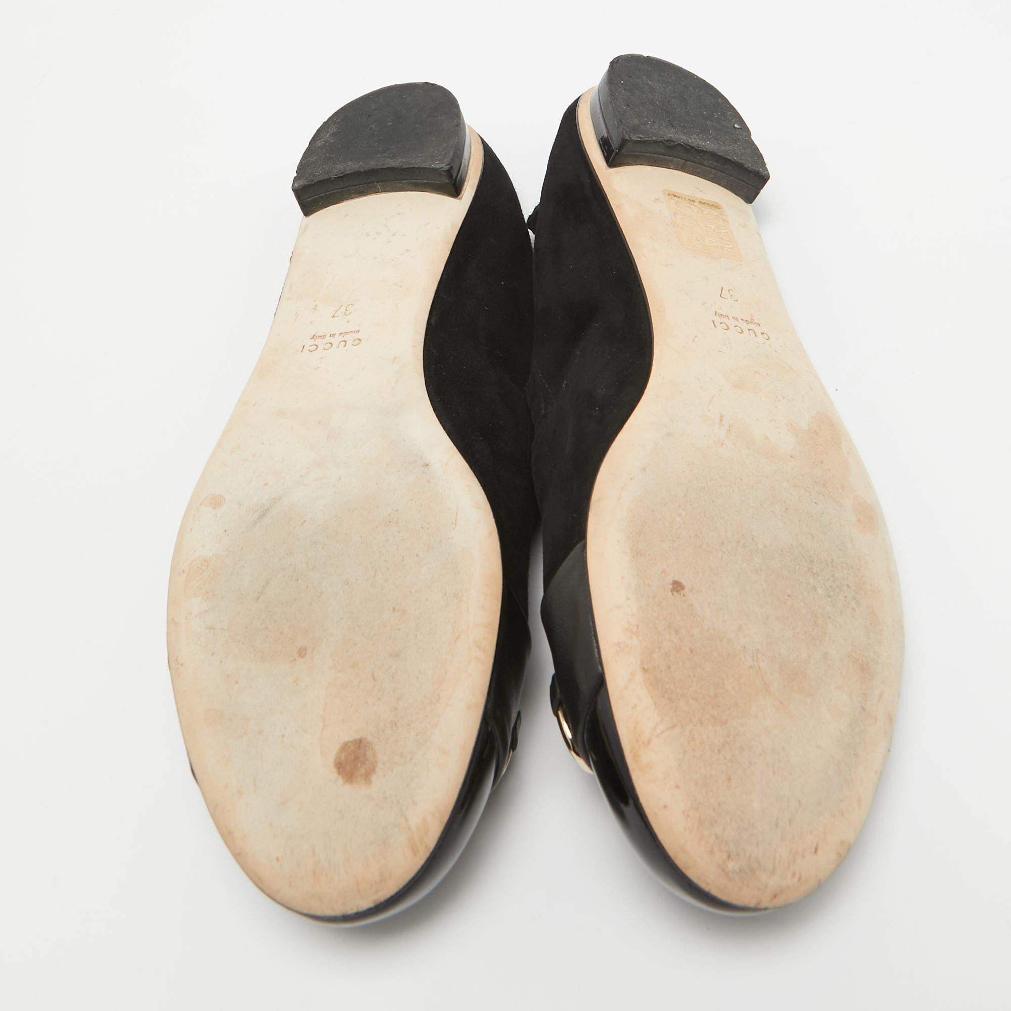 Gucci Black Suede Bamboo Accent Suede Ballet Flats Size 37 2