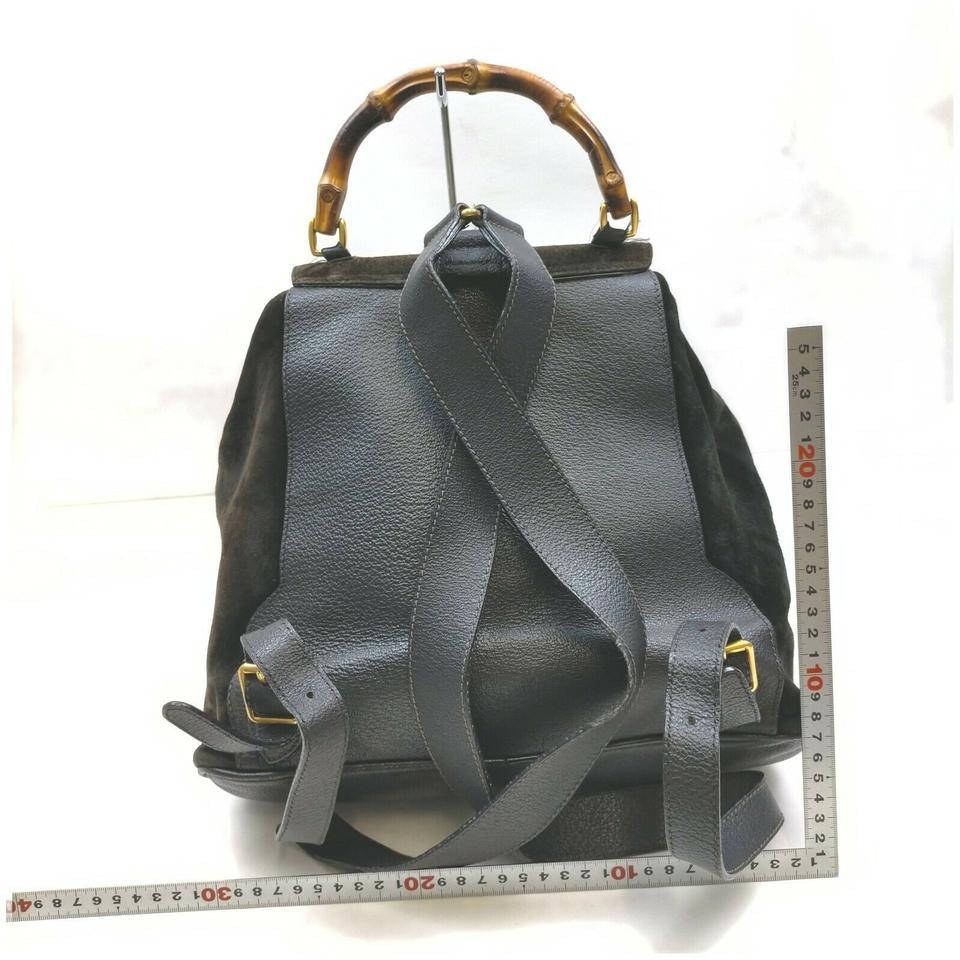 Gucci Black Suede Bamboo Backpack  862003 For Sale 3