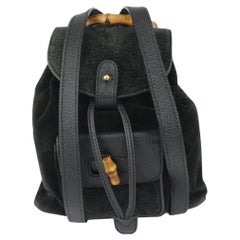 Gucci Black Suede Bamboo Mini Backpack 1015g33