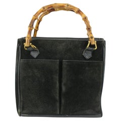 Gucci Black Suede Bamboo Tote bag 1122g9