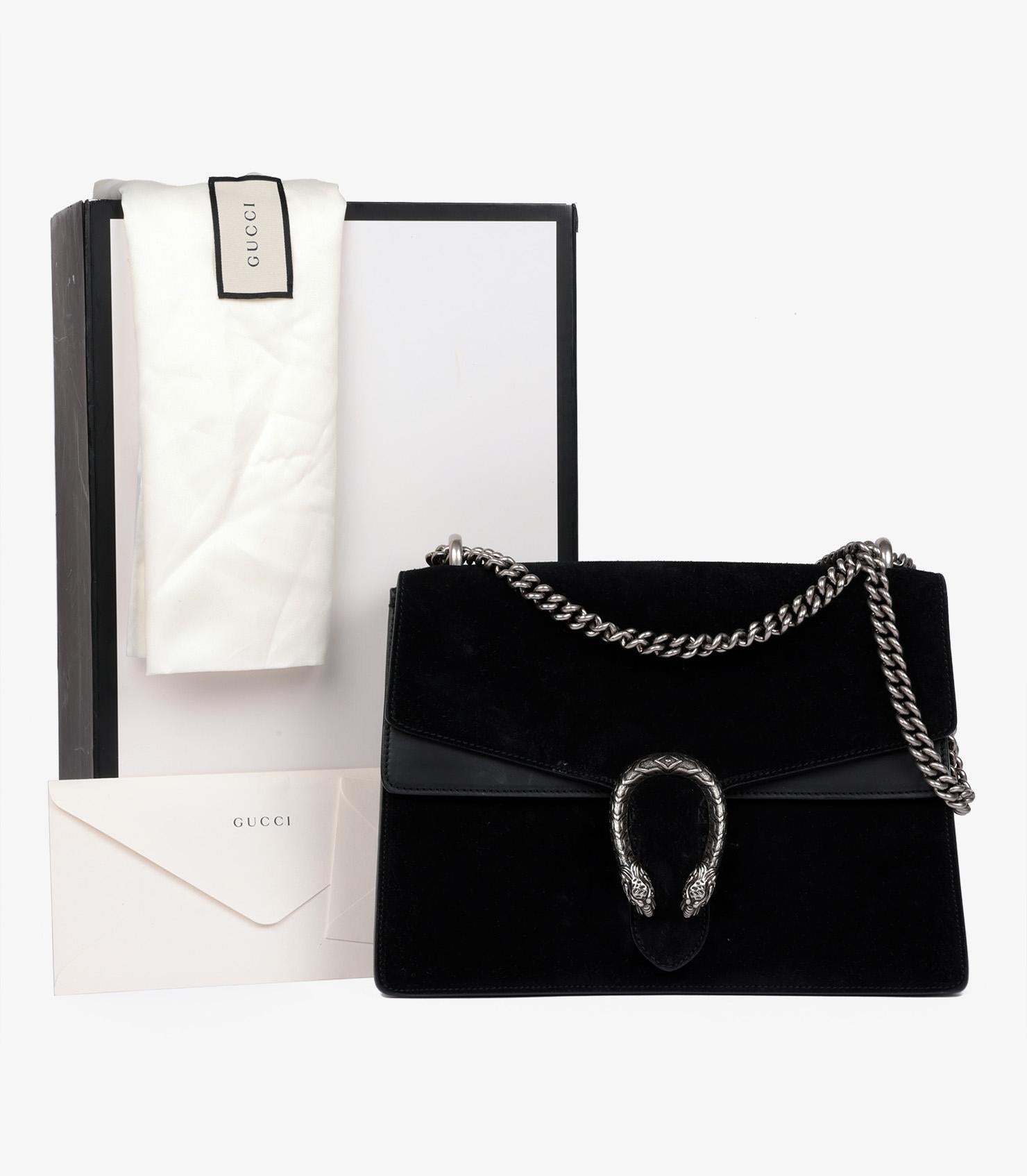 Gucci Black Suede & Black Smooth Leather Medium Dionysus Shoulder Bag 7