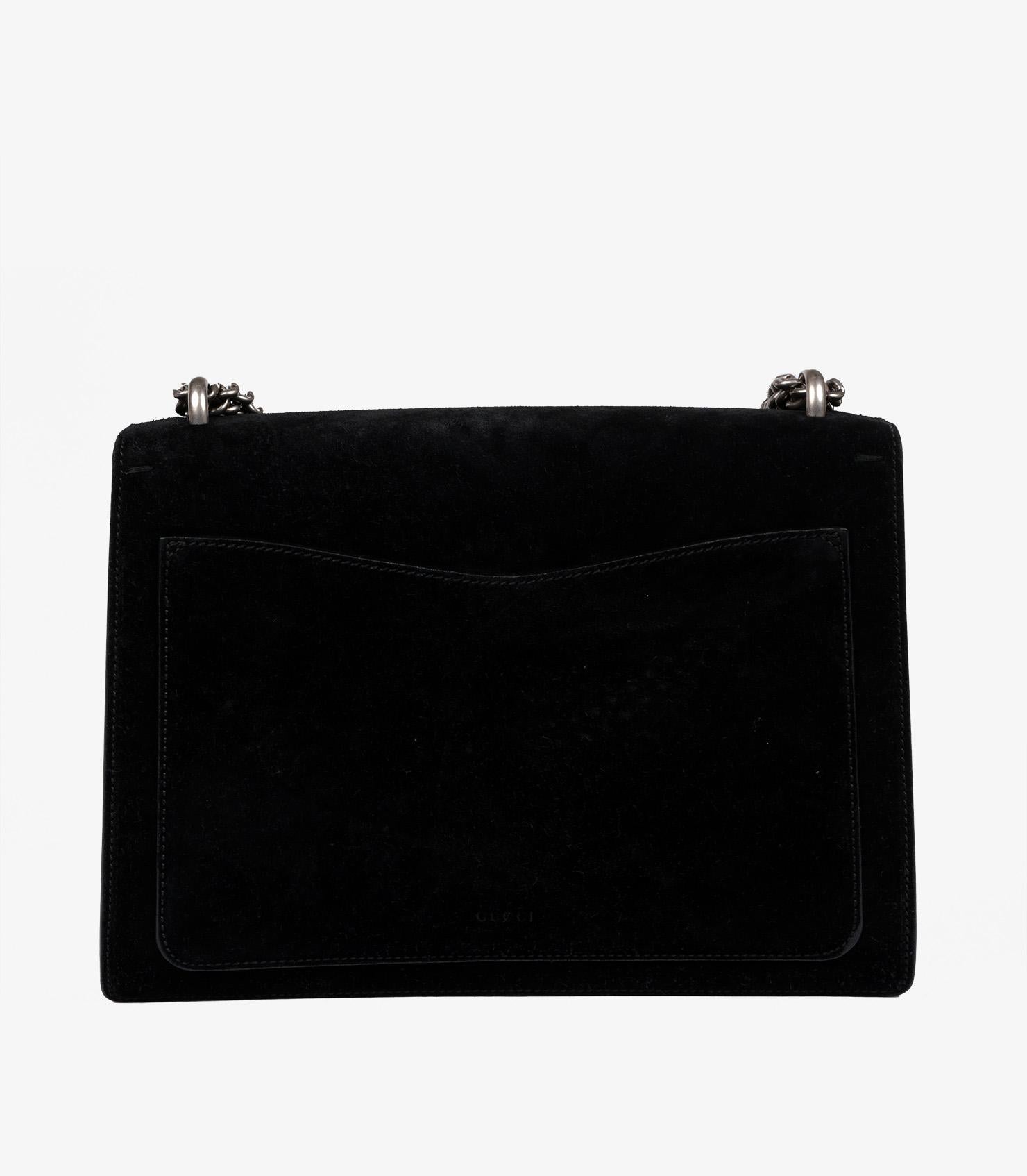 Gucci Black Suede & Black Smooth Leather Medium Dionysus Shoulder Bag 1