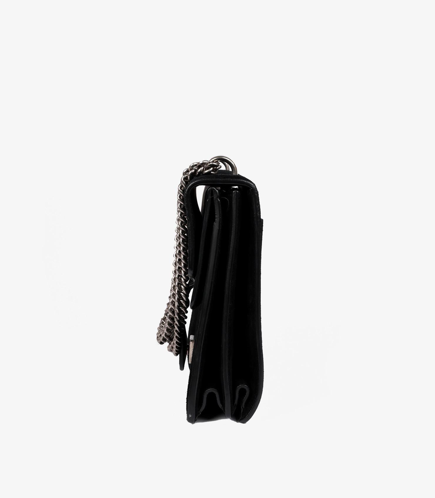 Gucci Black Suede & Black Smooth Leather Medium Dionysus Shoulder Bag 2