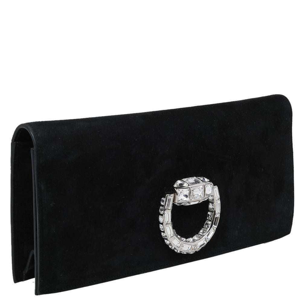 Women's Gucci Black Suede Broadway Clutch