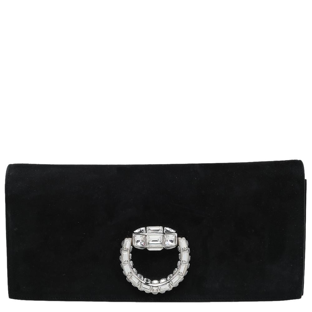 Gucci Black Suede Broadway Clutch