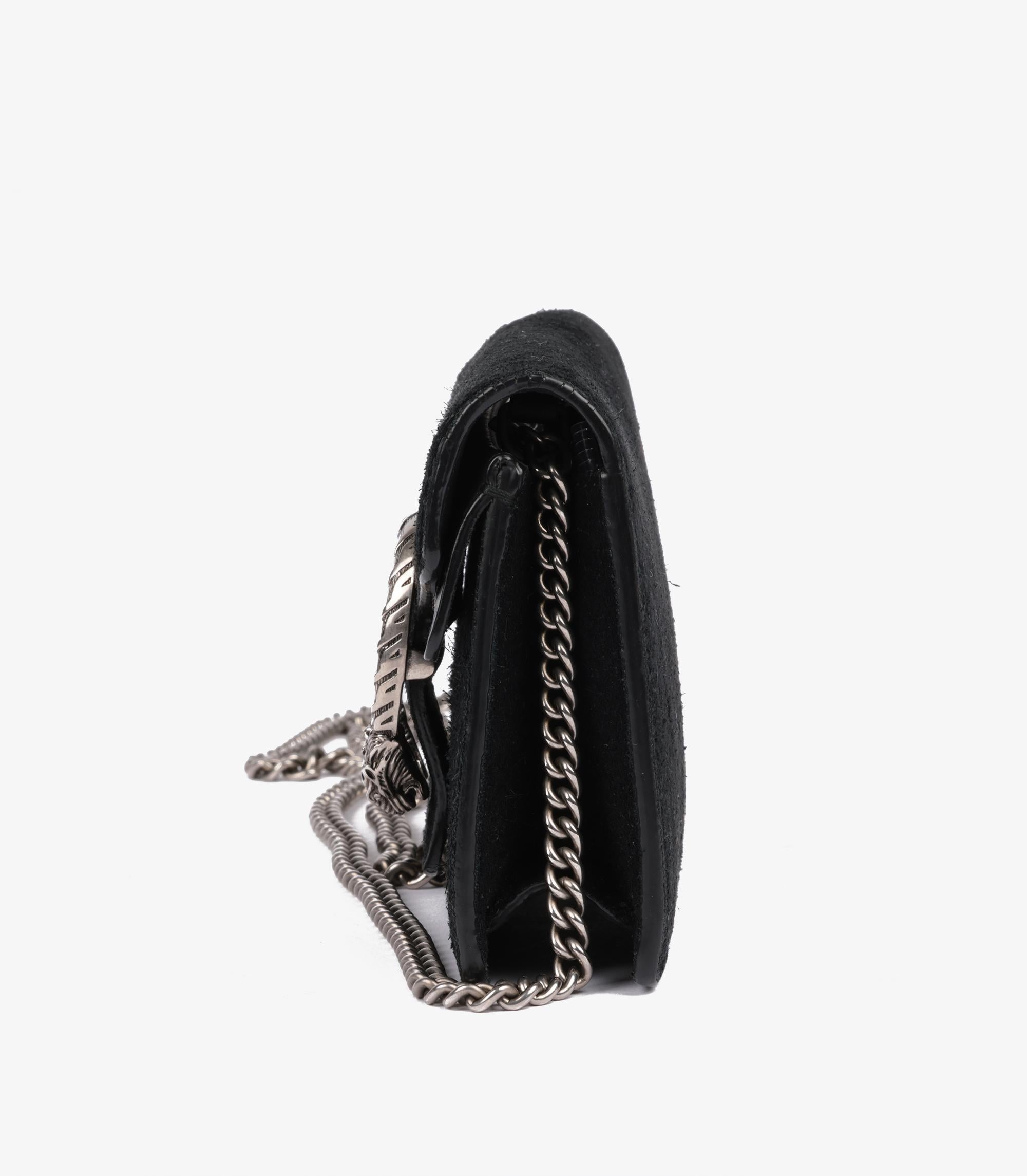 Gucci Black Suede & Calfskin Leather Super Mini Dionysus For Sale 2
