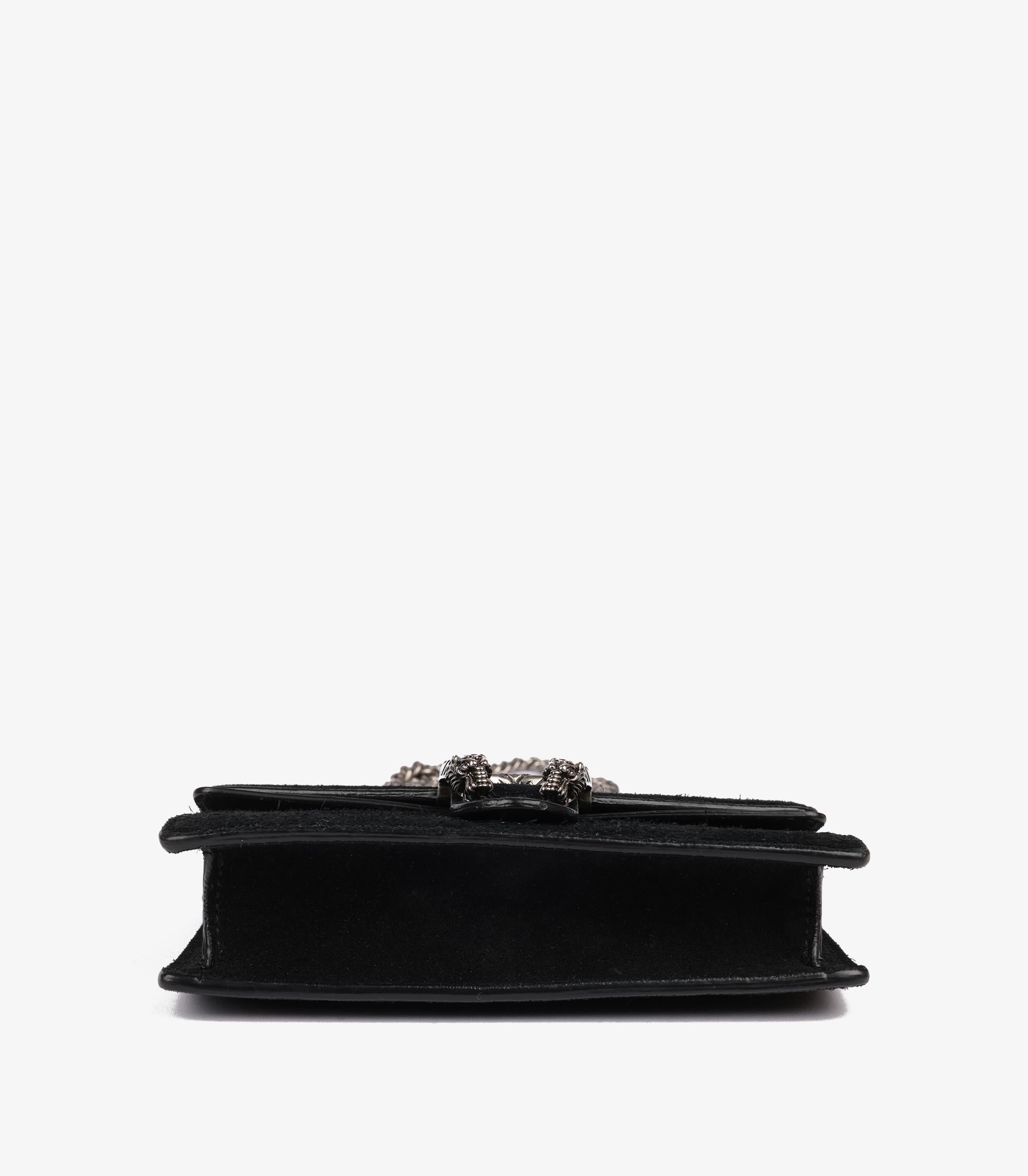 Gucci Black Suede & Calfskin Leather Super Mini Dionysus For Sale 3