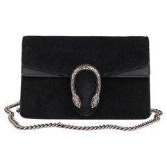 Gucci Super Mini Dionysus en daim et cuir de veau noir