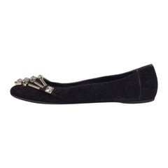 Gucci Bailarinas de ante negro con adornos de cristal talla 39