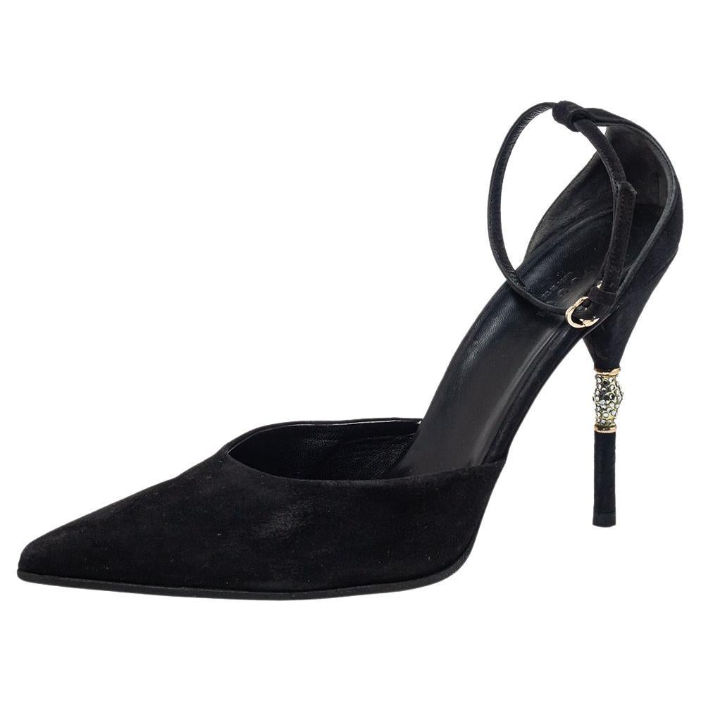 Chanel Size 9 A Black Lizard Grosgrain Cap Toe CC Slingback Sandals 2CC1115