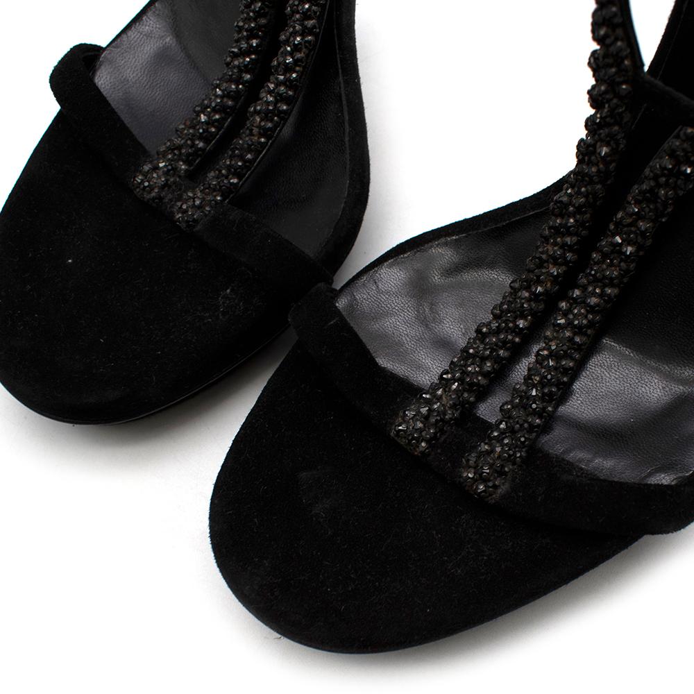 Gucci Black Suede Crystal Embellished Platform Sandals - Size EU 40.5 1