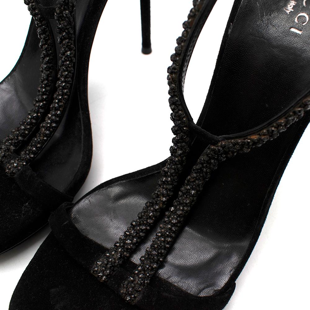 Gucci Black Suede Crystal Embellished Platform Sandals - Size EU 40.5 2