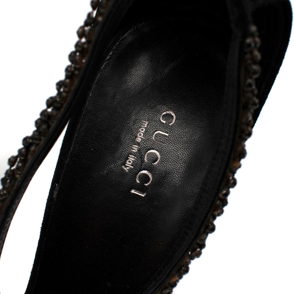 Gucci Black Suede Crystal Embellished Platform Sandals - Size EU 40.5 3