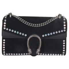 Gucci Black Suede Crystal Small Dionysus Shoulder Bag
