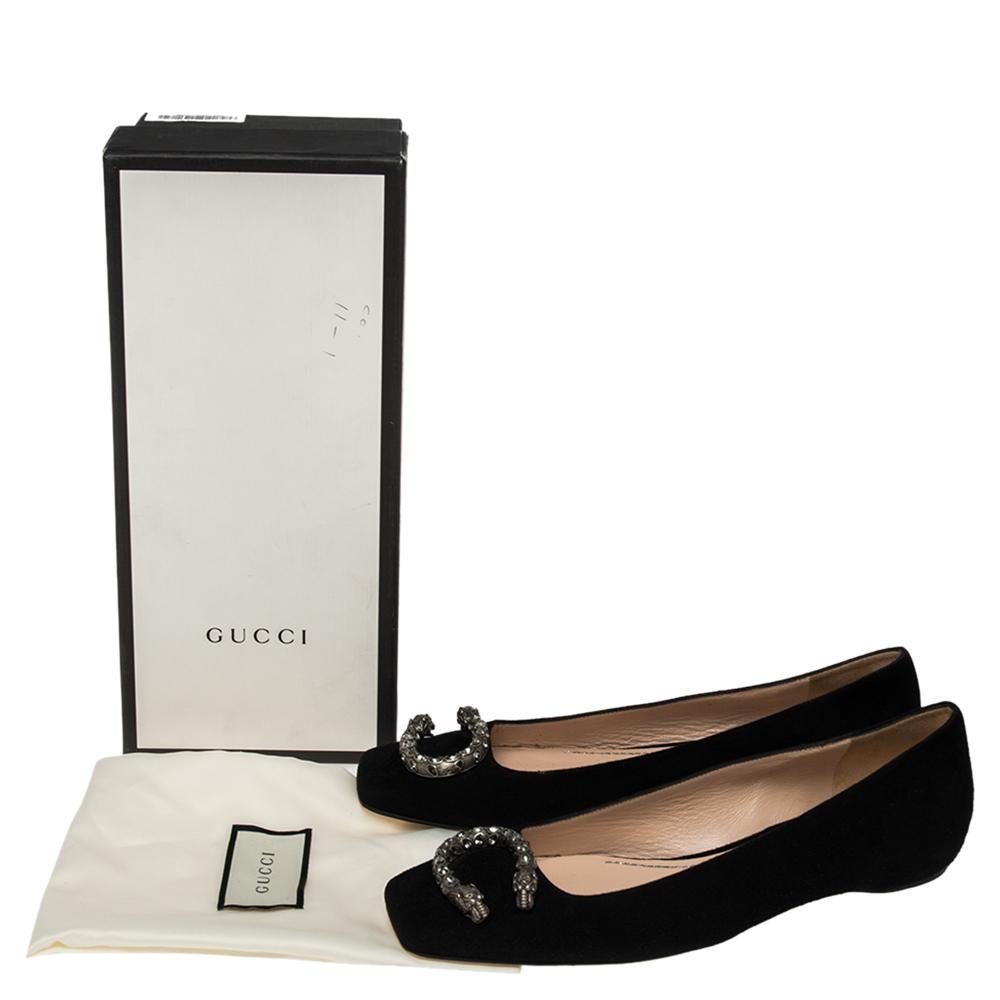 Gucci Black Suede Dionysus Ballet Flats Size 38.5 4