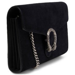 GUCCI black suede DIONYSUS MINI WALLET ON CHAIN WOC Bag