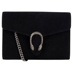 Used GUCCI black suede DIONYSUS MINI WALLET ON CHAIN WOC Bag