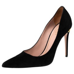 Gucci Black Suede Elizabeth Horsebit Pointed Toe Pumps Size 37.5