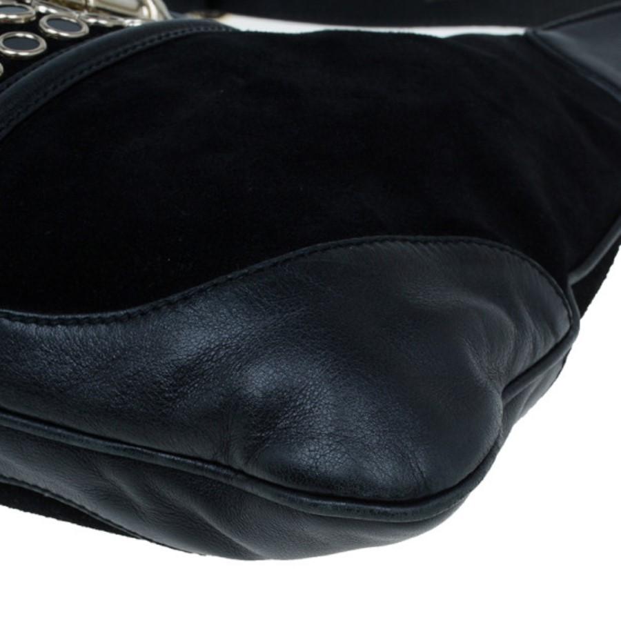 Gucci Black Suede Embellished Bouvier Jackie O Bag Hobo 1