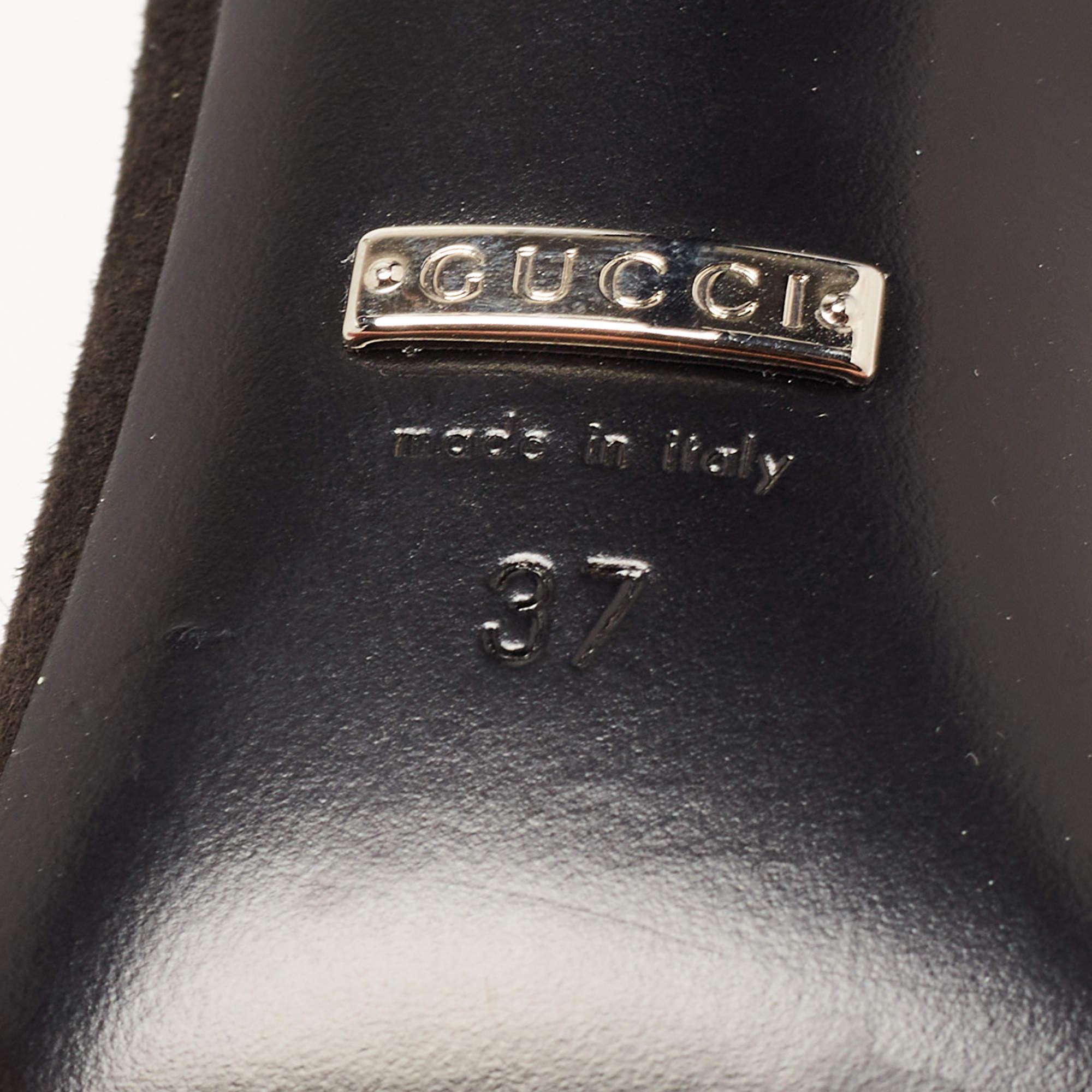 Gucci Sandalias Mallory Embellecedor Ante Negro Talla 37 3