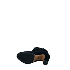 Gucci Black Suede Embroidered Ankle Boots EU 37 Made in Italy