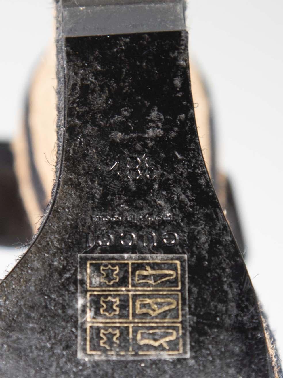 Gucci Black Suede Espadrilles Platform Wedges Size IT 38.5 1