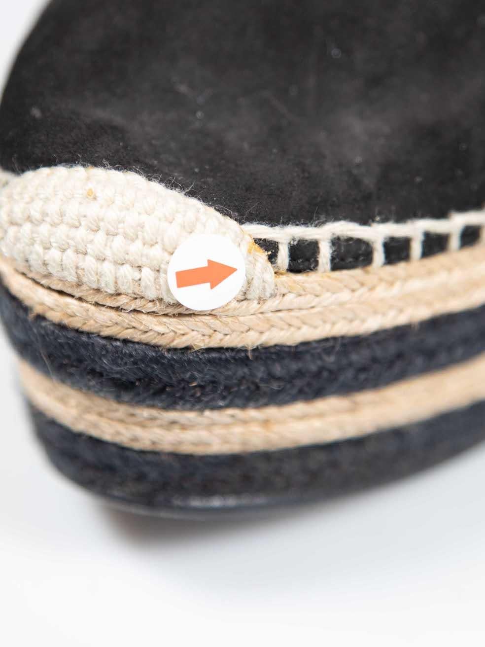 Gucci Black Suede Espadrilles Platform Wedges Size IT 38.5 2