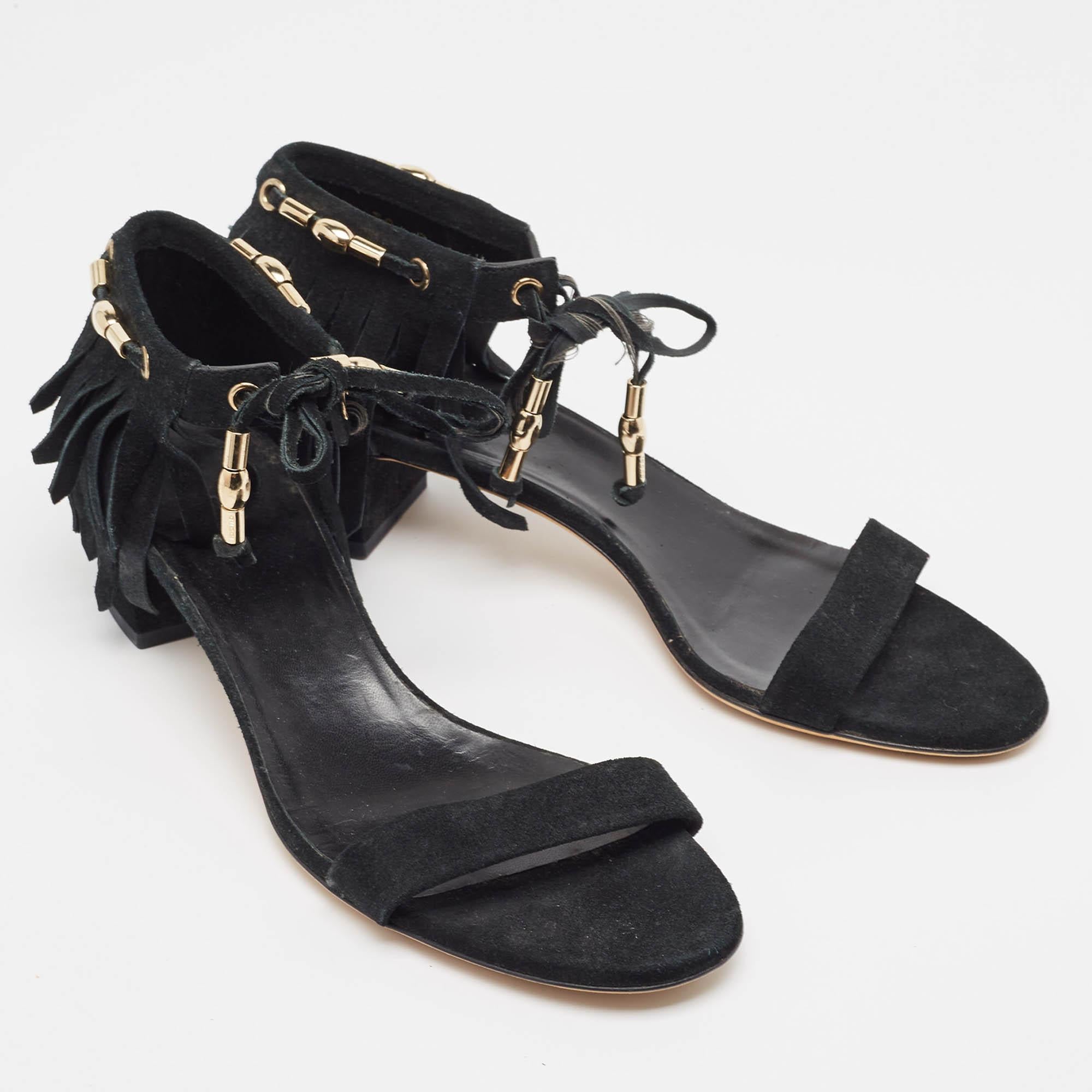 Donna Gucci Sandali con cinturino alla caviglia in pelle scamosciata nera misura 39 in vendita