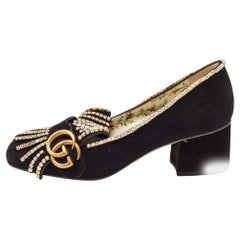 Gucci Black Suede GG Marmont Pumps Size 36