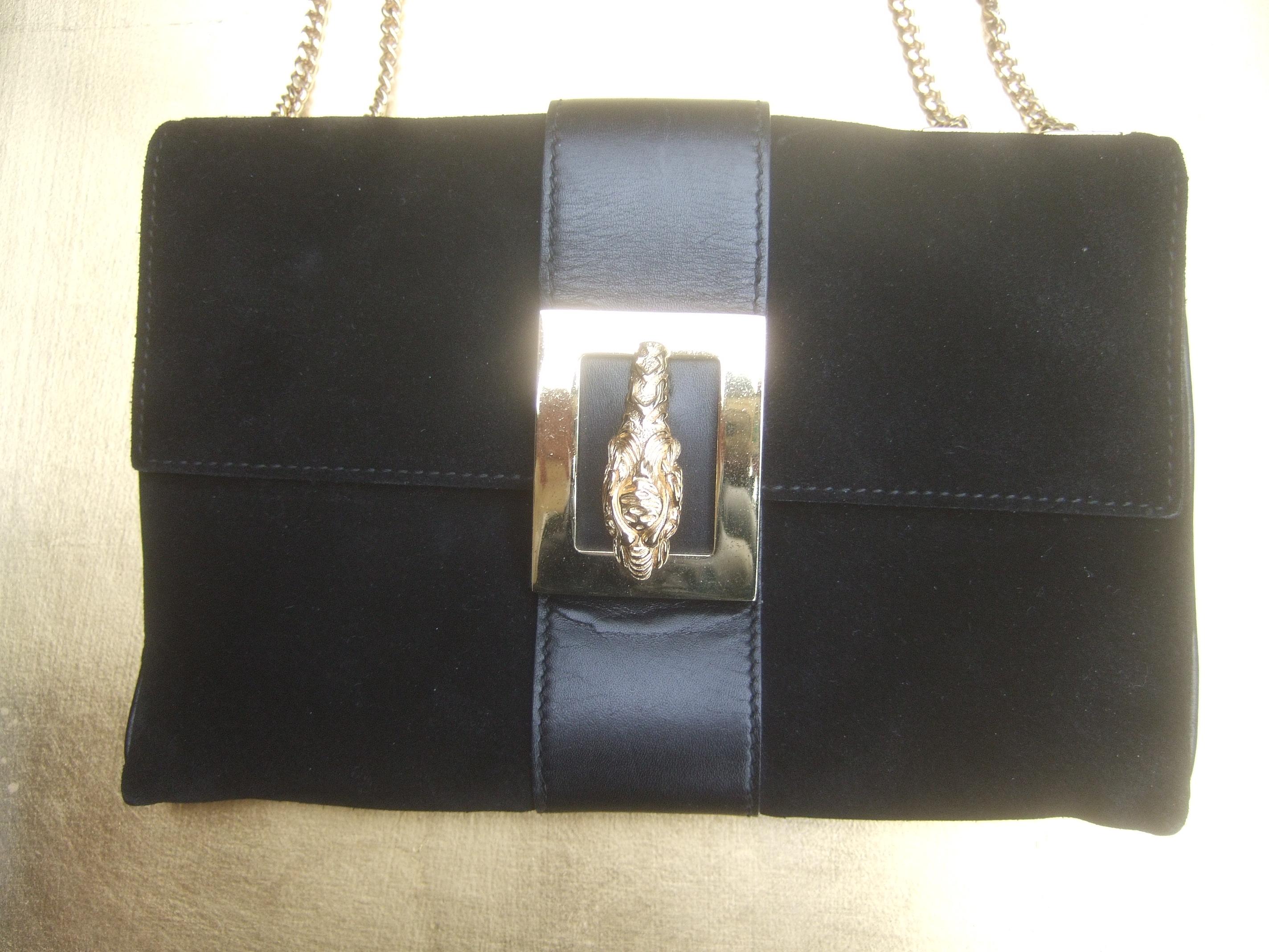 Gucci Black Suede Gilt Tiger Emblem Handbag Tom Ford Era c 1990s 8