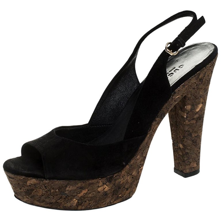 gucci black suede isle heeled sandals