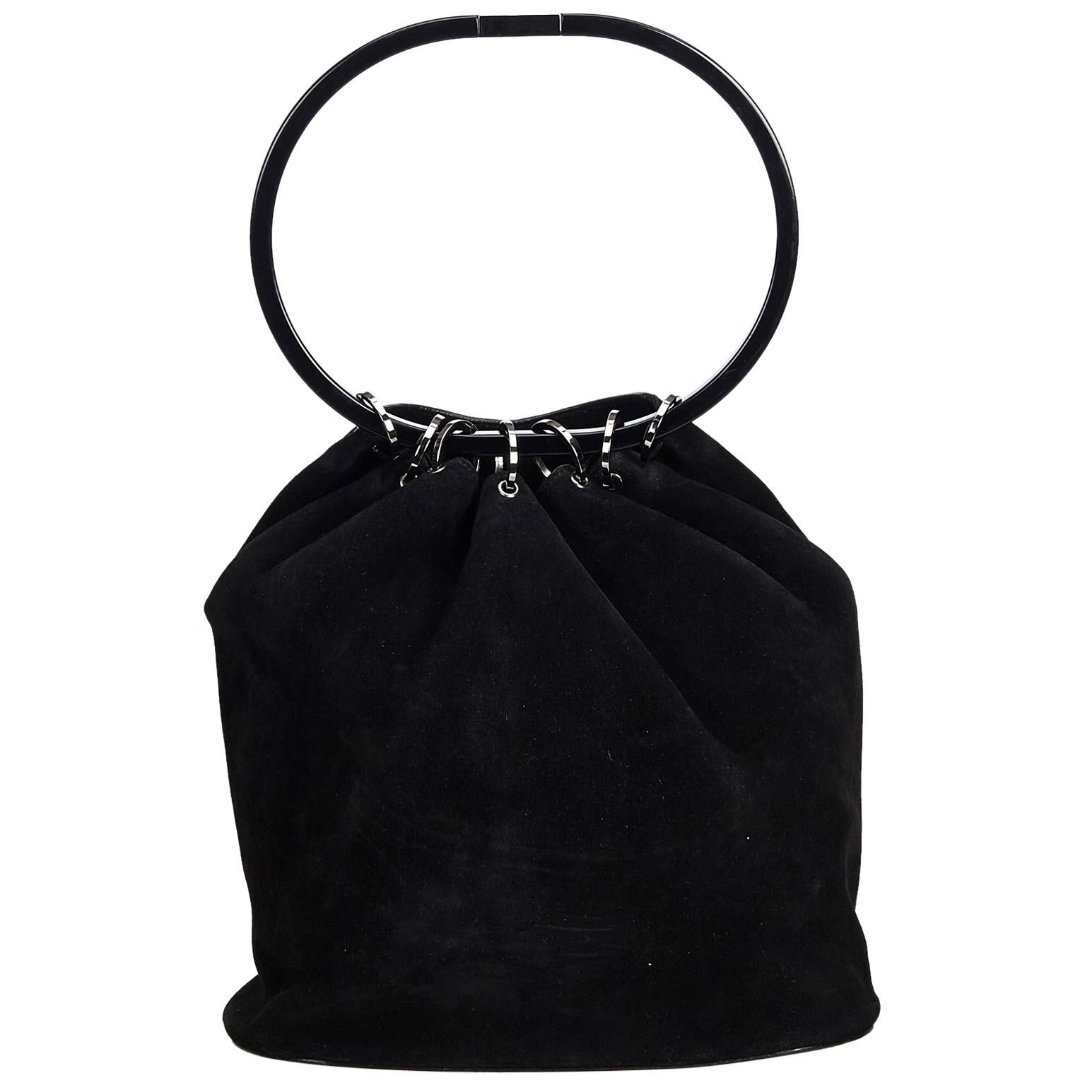 Gucci Black Suede Hoop Handbag For Sale