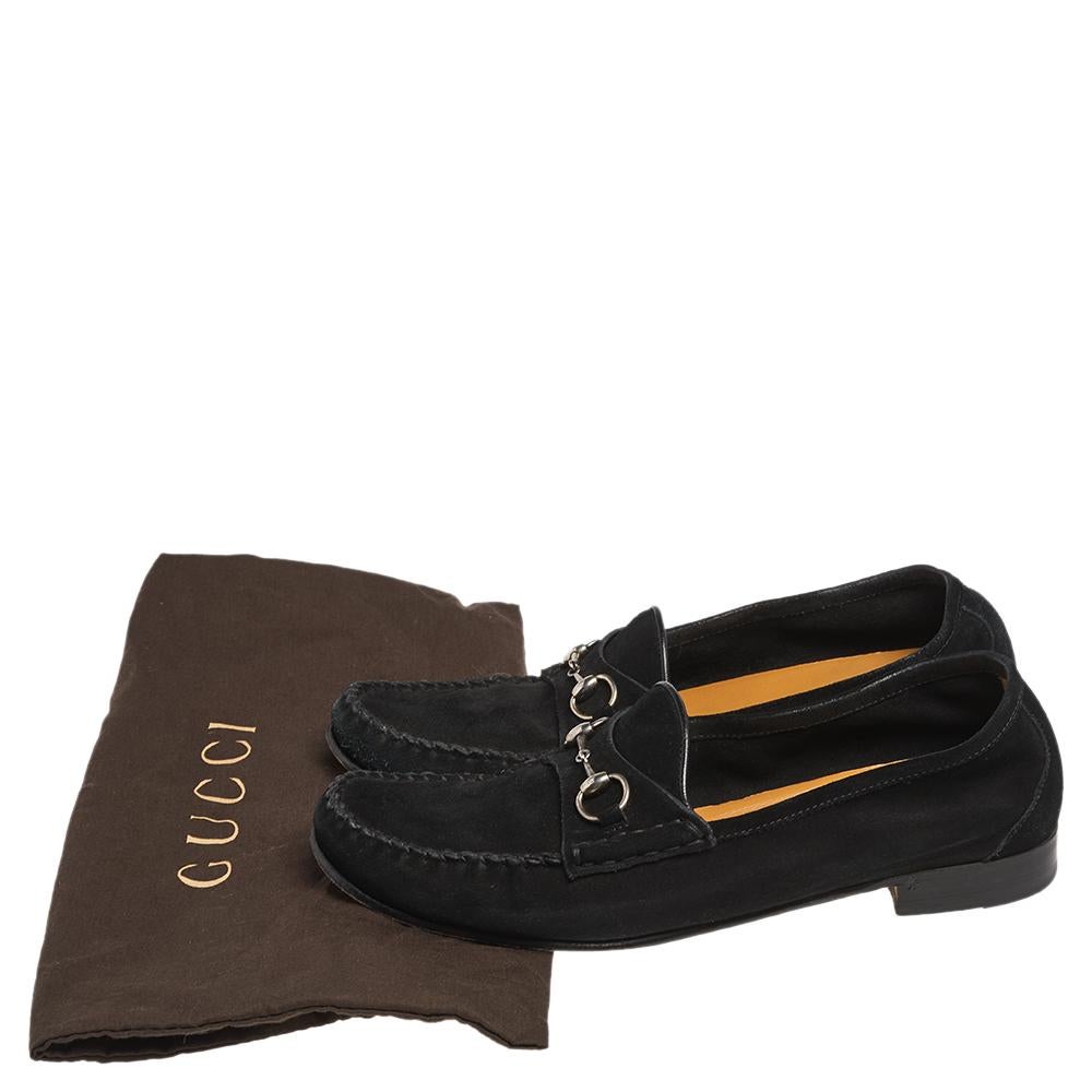 Gucci Black Suede Horsebit Loafers Size 39.5 3