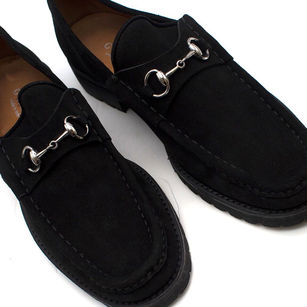 Gucci Black Suede Horsebit Loafers SIZE 41 1