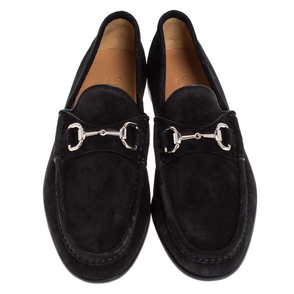 gucci black suede horsebit loafers