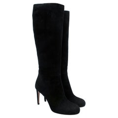 Gucci Black Suede Knee High Heeled Boots - Us size 7 