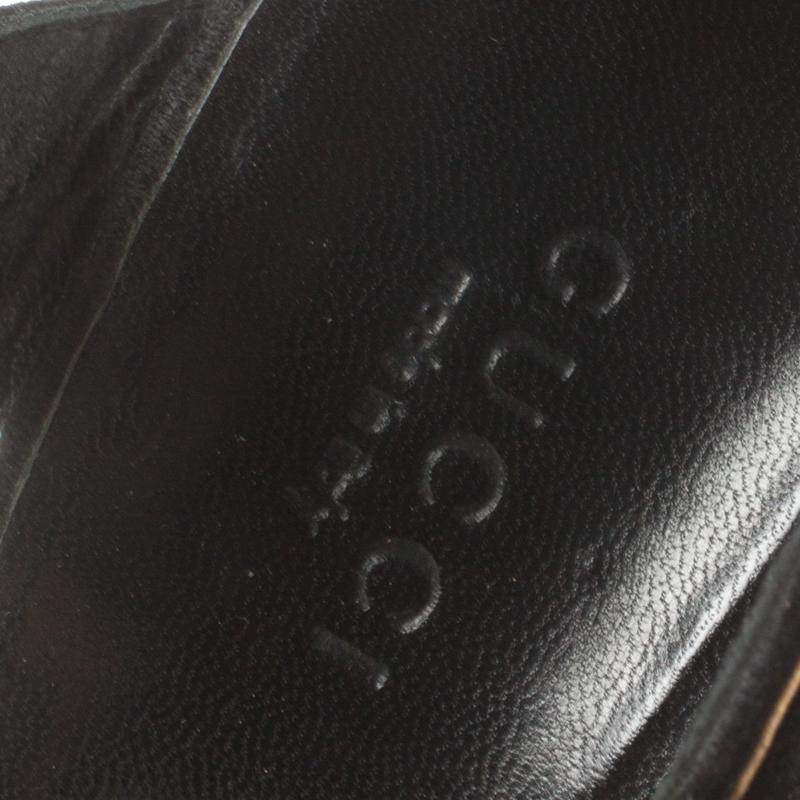Gucci Black Suede Knot Detail Peep Toe Platform Sandals Size 36 1