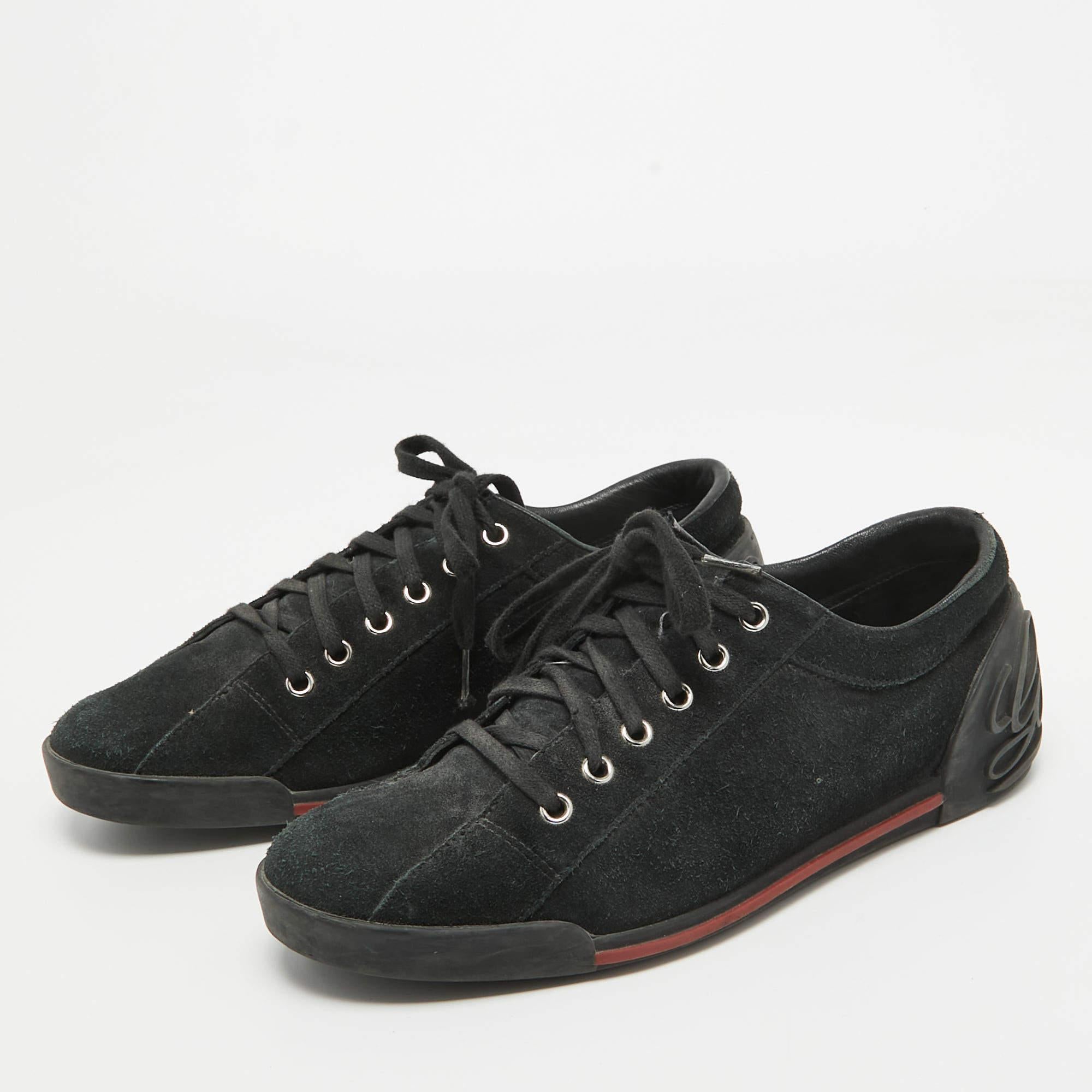 Gucci Black Suede Lace Up Sneakers Size 38 For Sale 1