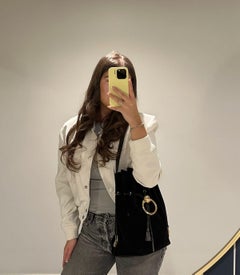 Gucci Black Suede & Leather Embellished Leopard Vintage Bucket Bag