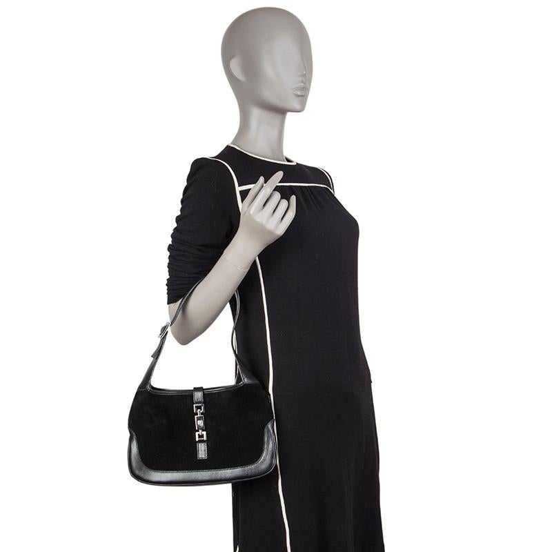 Women's GUCCI black suede & leather JACKIE O MINI Shoulder Bag