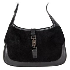 GUCCI black suede & leather JACKIE O MINI Shoulder Bag