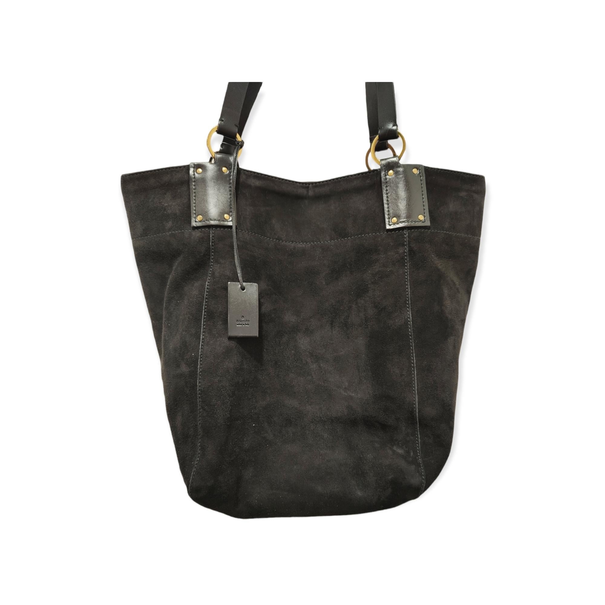 Black Gucci black suede leather shoulder bag For Sale