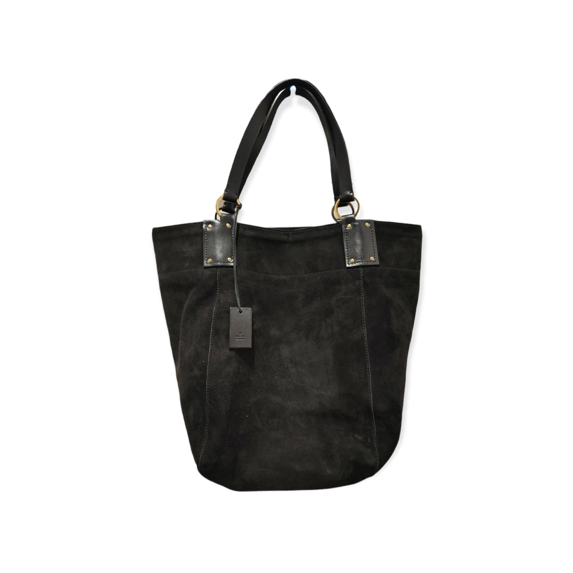 Gucci black suede leather shoulder bag For Sale 1