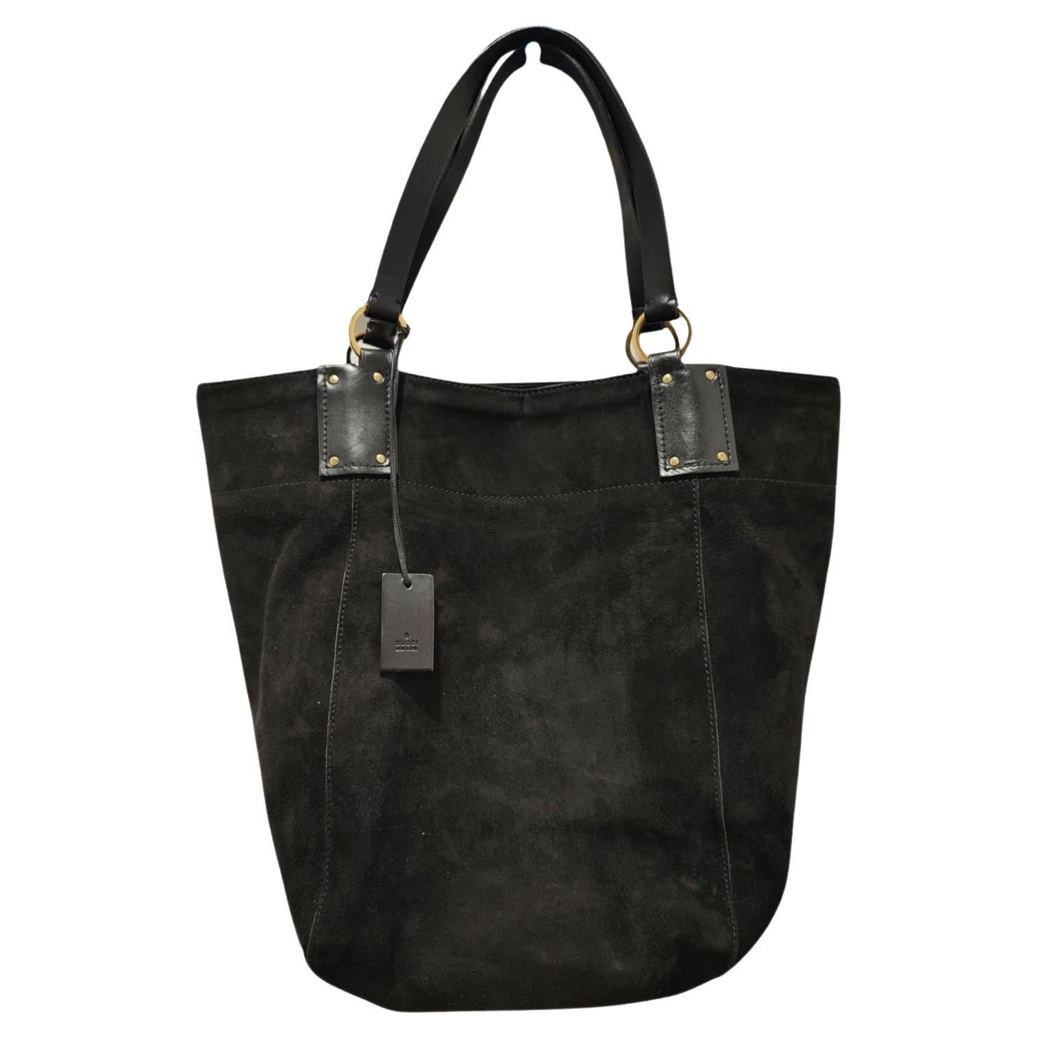 Gucci black suede leather shoulder bag For Sale