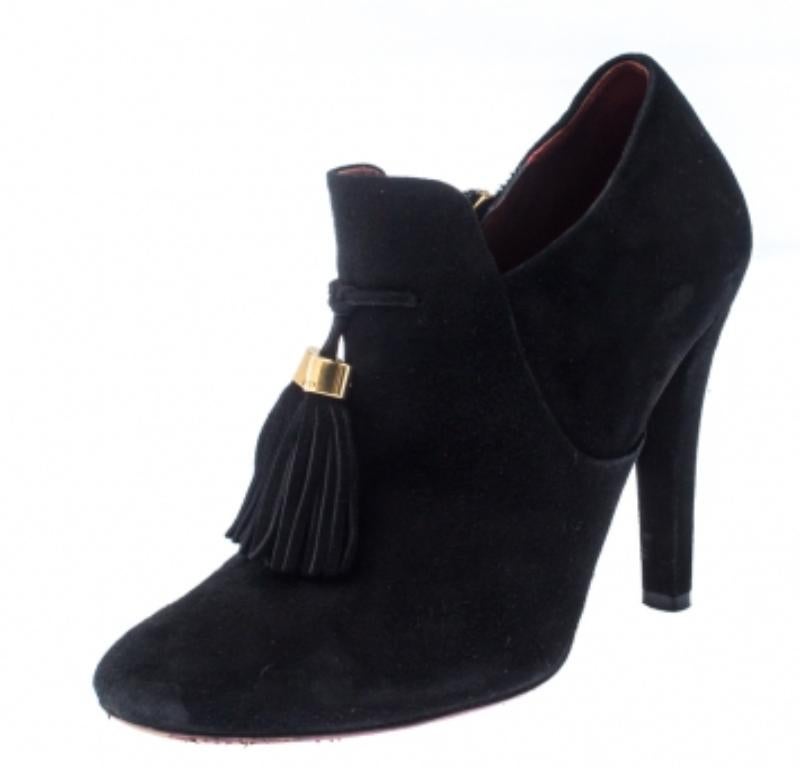 Gucci - Bottines à glands en daim et cuir noir - Taille 36,5 Bon état - En vente à Dubai, Al Qouz 2