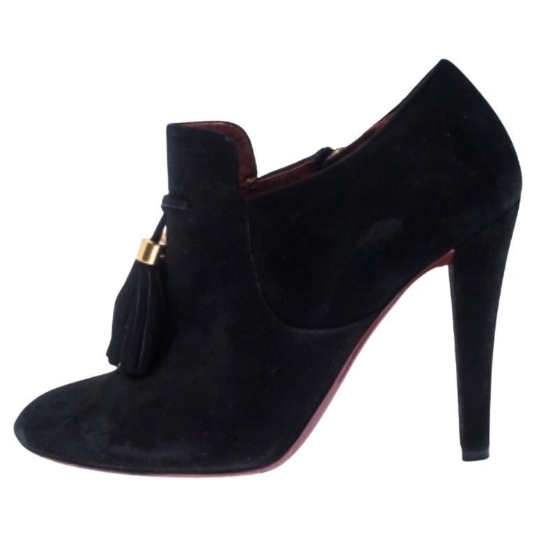 Gucci - Bottines à glands en daim et cuir noir - Taille 36,5 en vente